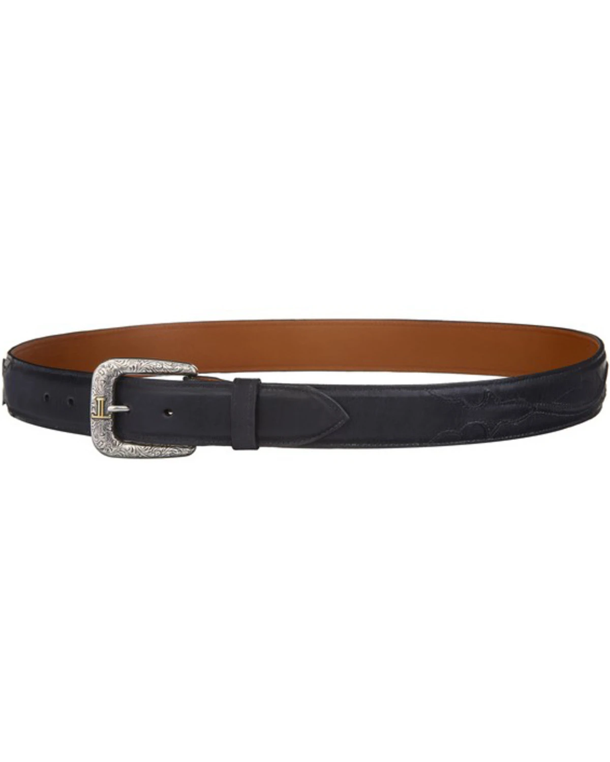 Lucchese Men's Black Calf Leather Seville Stitch Belt 2 Lucchese Men's Black Calf Leather Seville Stitch Belt - Image 2