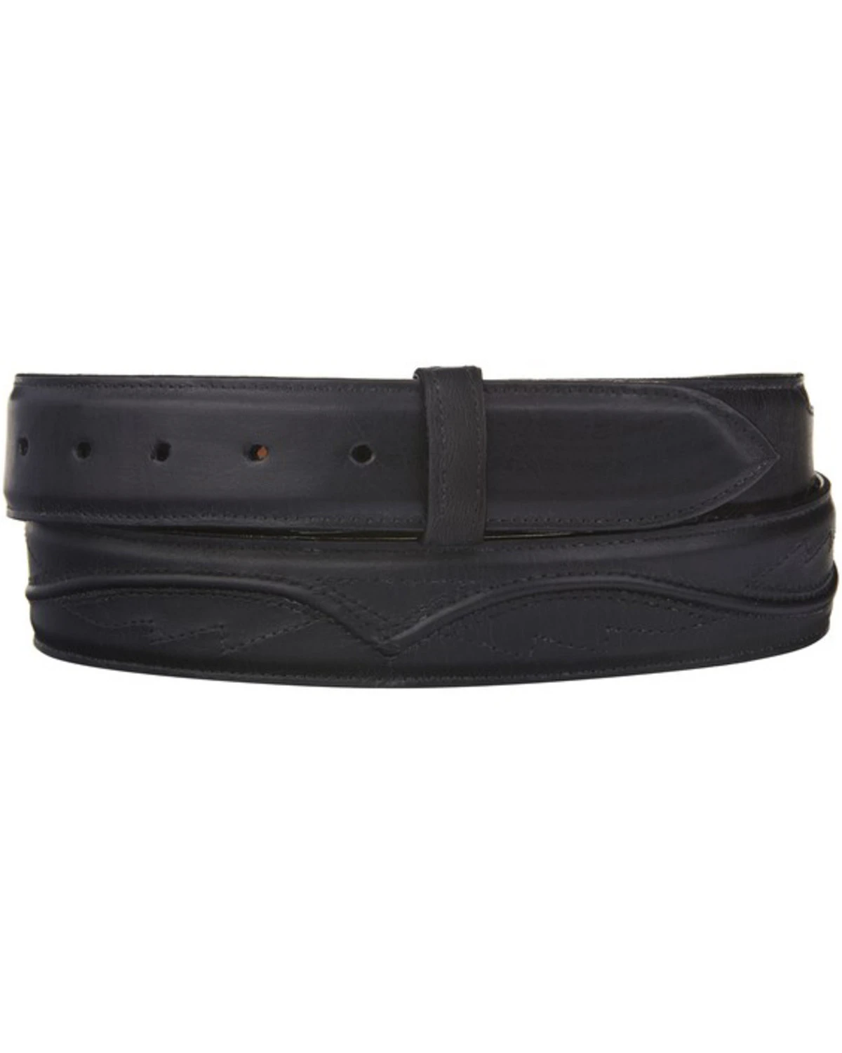 Lucchese Men's Black Calf Leather Seville Stitch Belt 3 Lucchese Men's Black Calf Leather Seville Stitch Belt - Image 3