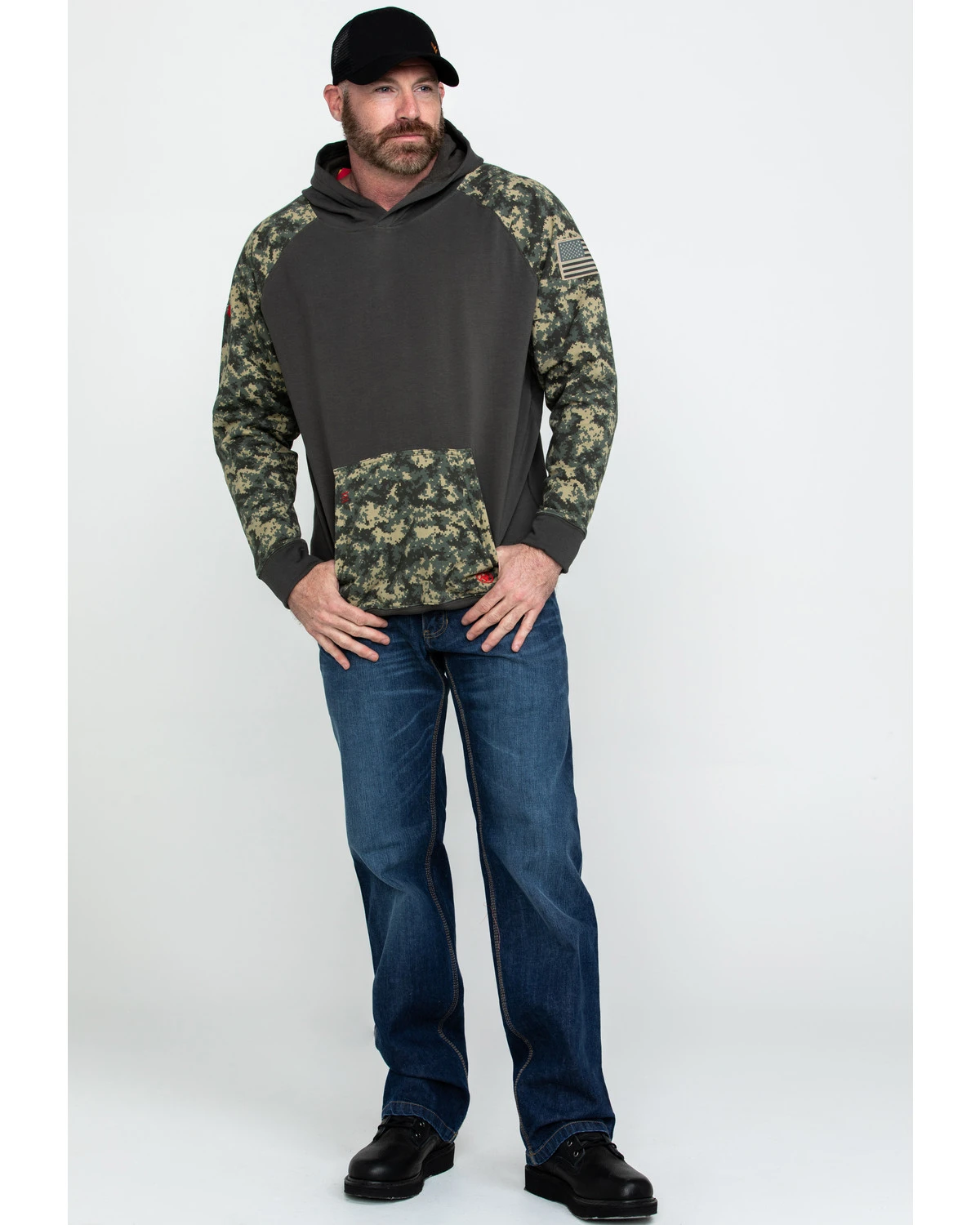 Ariat Men's FR Durastretch Camo Patriot Work Hooded Sweatshirt 6 Ariat Men's FR Durastretch Camo Patriot Work Hooded Sweatshirt - Image 6