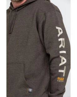 Ariat Men's Heather Bark Rebar Graphic Work Hooded Sweatshirt -Western Cowboy Equipment Store 2000282124 234 P4