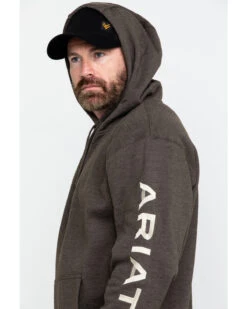 Ariat Men's Heather Bark Rebar Graphic Work Hooded Sweatshirt -Western Cowboy Equipment Store 2000282124 234 P5