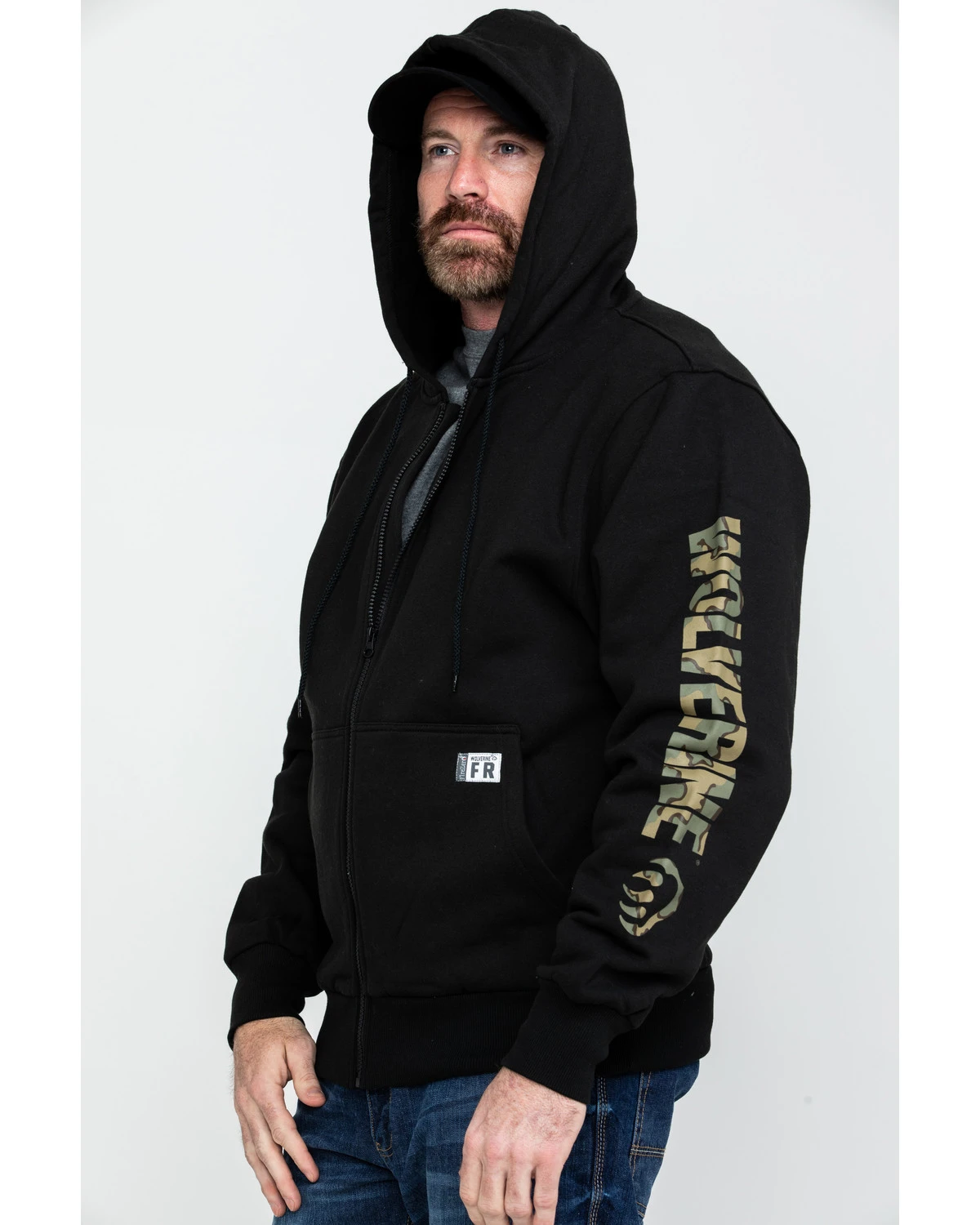 Wolverine Men's FR Logo Sleeve Zip-Up Work Hoodie 3 Wolverine Men's FR Logo Sleeve Zip-Up Work Hoodie - Image 3