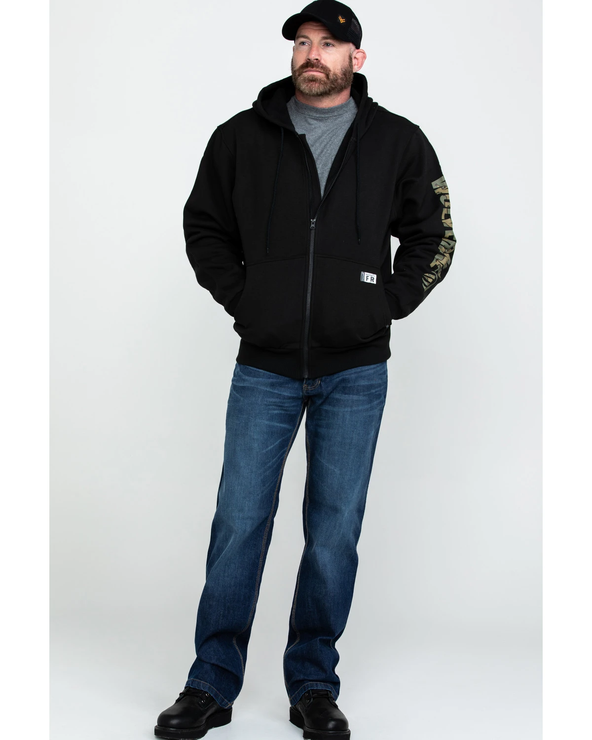 Wolverine Men's FR Logo Sleeve Zip-Up Work Hoodie 6 Wolverine Men's FR Logo Sleeve Zip-Up Work Hoodie - Image 6