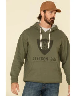 Stetson Men's Green Eagle In Shield Graphic Hooded Sweatshirt