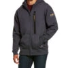 Ariat Men's Heather Charcoal Rebar Workman Zip-Front Hooded Work Jacket
