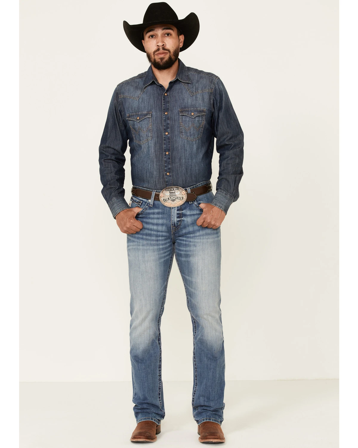 Cinch Men's Ian Medium Stonewash Performance Slim Bootcut Jeans 1 Cinch Men's Ian Medium Stonewash Performance Slim Bootcut Jeans