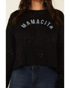 Ruby's Rubbish Women's Bleach Splatter Mamacita Graphic Cropped Pullover Sweatshirt -Western Cowboy Equipment Store 2000337414 001 P4