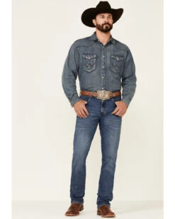 Wrangler Retro Premium Men's Harrick Dark Wash Stretch Slim Straight Jeans