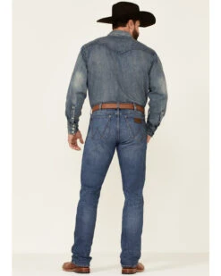Wrangler Retro Premium Men's Harrick Dark Wash Stretch Slim Straight Jeans -Western Cowboy Equipment Store 2000342091 400 P4