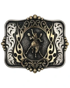 Montana Silversmiths Men's A-Blaze Filigree Framed Bronco Rider Belt Buckle