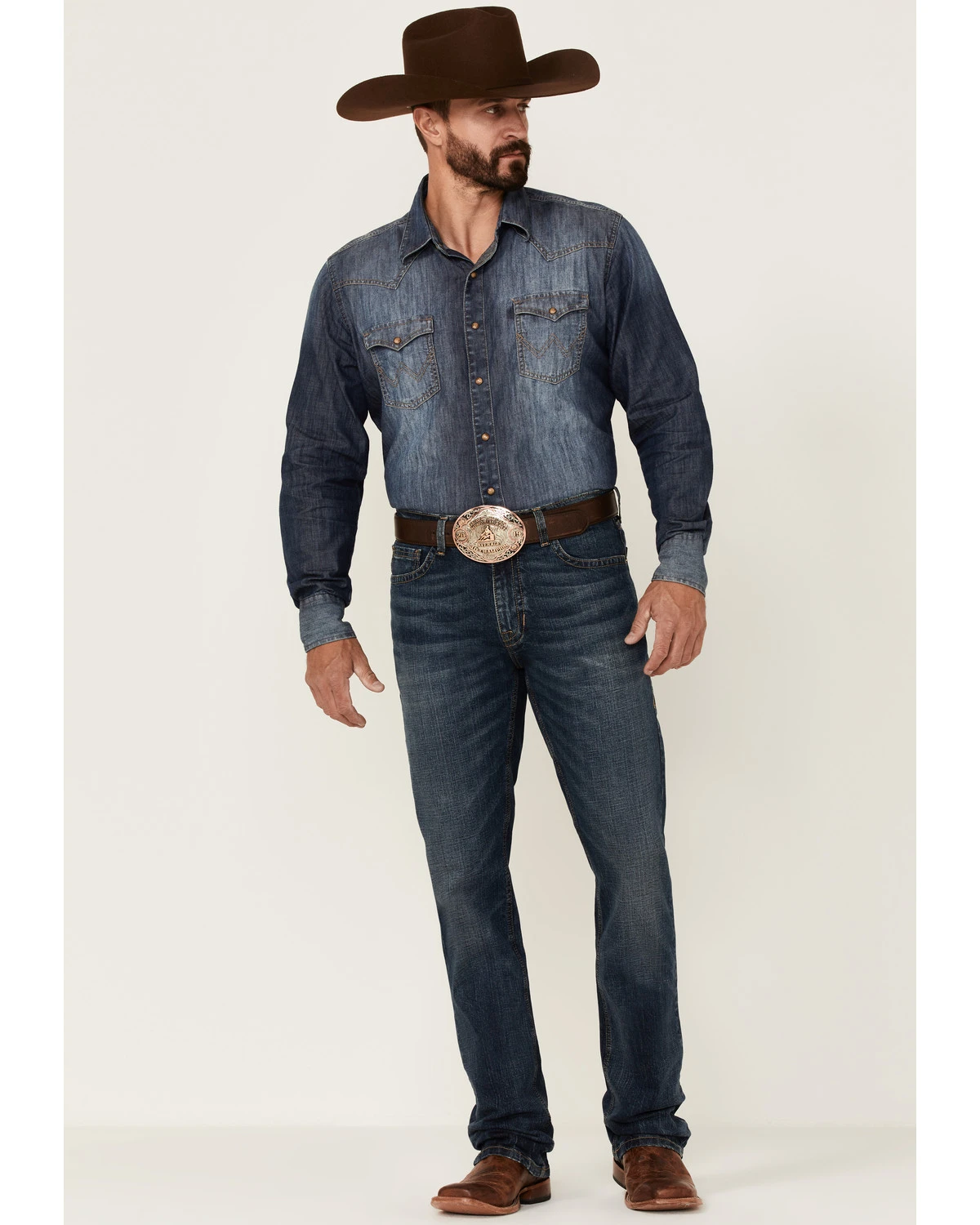 Rock & Roll Denim Men's Hooey Dark Vintage Double Barrel Relaxed Stackable Bootcut Jeans 1 Rock & Roll Denim Men's Hooey Dark Vintage Double Barrel Relaxed Stackable Bootcut Jeans