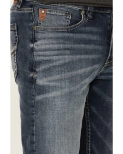 Moonshine Spirit Men's Diamond Hitch Medium Dark Wash Stretch Slim Straight Jeans -Western Cowboy Equipment Store 2000351731 400 P3