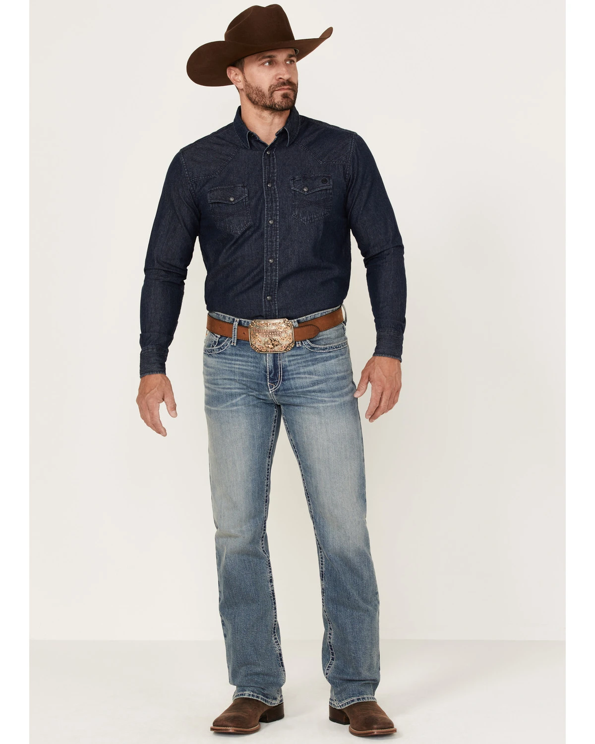 Cinch Men's Ian Medium Stonewash Performance Stretch Slim Bootcut Jeans 1 Cinch Men's Ian Medium Stonewash Performance Stretch Slim Bootcut Jeans