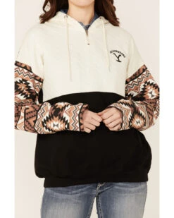 Paramount Network's Yellowstone Women's Mauve Southwestern Sleeve Hoodie Pullover -Western Cowboy Equipment Store 2000356684 661 P2