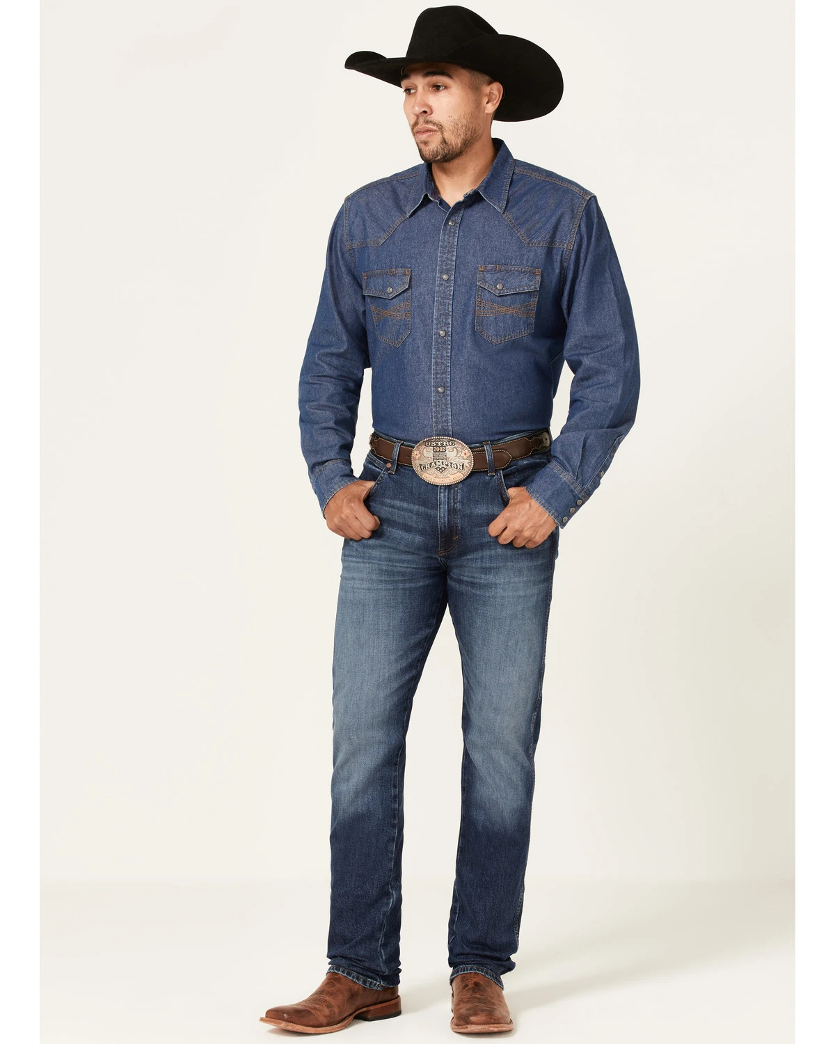 Wrangler Retro Men's Ranch Med Dark Wash Stretch Slim Straight Jeans 1 Wrangler Retro Men's Ranch Med Dark Wash Stretch Slim Straight Jeans