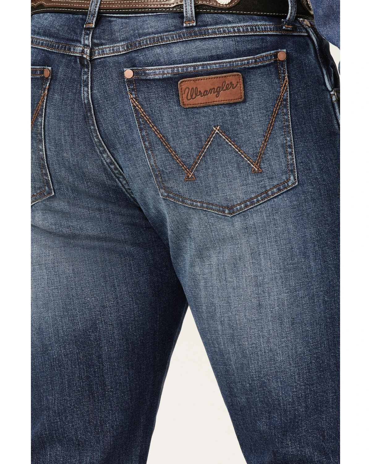 Wrangler Retro Men's Ranch Med Dark Wash Stretch Slim Straight Jeans 4 Wrangler Retro Men's Ranch Med Dark Wash Stretch Slim Straight Jeans - Image 4