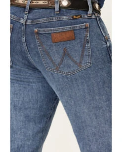 Wrangler Retro Green Men's Brierley Light Medium Wash Stretch Slim Straight Jeans -Western Cowboy Equipment Store 2000359722 413 P4