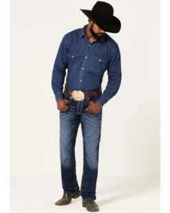 Rock 47 By Wrangler Men's Prichett Dark Wash Stretch Slim Straight Jeans