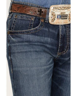 Rock 47 By Wrangler Cornflower Medium Dark Wash Stretch Slim Straight Jeans -Western Cowboy Equipment Store 2000365078 415 P2
