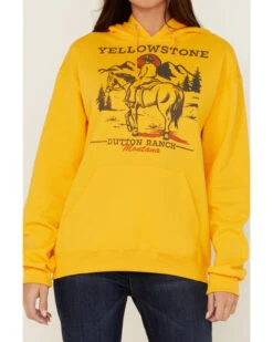 Paramount Network's Yellowstone Women's Yellowstone Lone Cowboy Mustard Graphic Hoodie -Western Cowboy Equipment Store 2000365391 702 P3