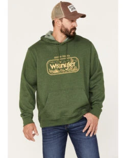 Wrangler Men's Heather Forest Crest Logo Graphic Hooded Sweatshirt