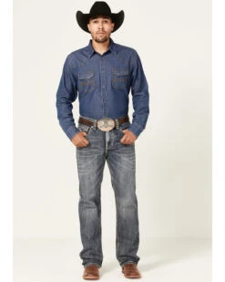 Rock & Roll Denim Men's Double Barrel Medium Wash Two Tone Raise Relaxed Straight Jeans -Western Cowboy Equipment Store 2000367647 203 P3