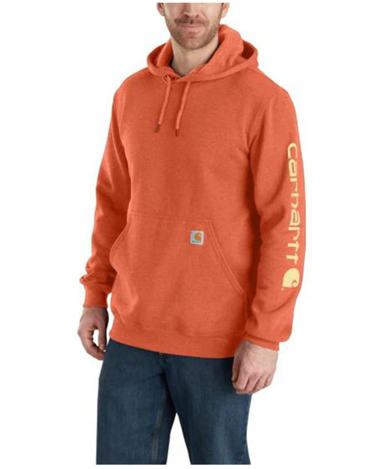 Carhartt Men's Loose Fit Midweight Logo Sleeve Graphic Hooded Sweatshirt 1 Carhartt Men's Loose Fit Midweight Logo Sleeve Graphic Hooded Sweatshirt