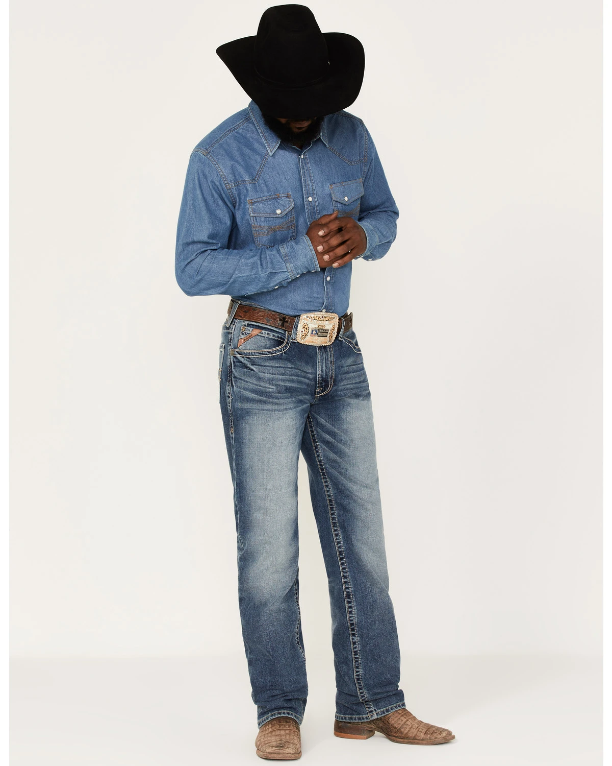 Ariat Men's M2 Dakota Wilson Medium Wash Stretch Relaxed Stackable Bootcut Jeans 1 Ariat Men's M2 Dakota Wilson Medium Wash Stretch Relaxed Stackable Bootcut Jeans