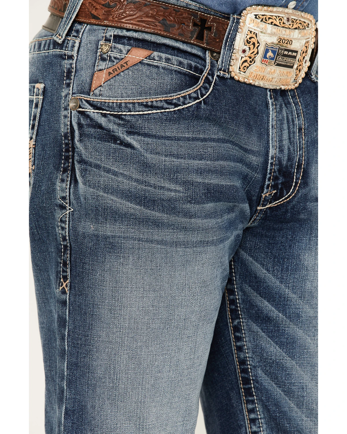 Ariat Men's M2 Dakota Wilson Medium Wash Stretch Relaxed Stackable Bootcut Jeans 2 Ariat Men's M2 Dakota Wilson Medium Wash Stretch Relaxed Stackable Bootcut Jeans - Image 2