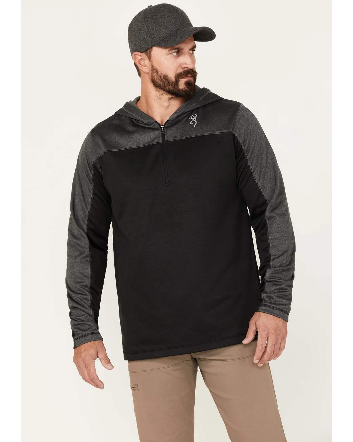 Browning Men's Hayes 1/4 Zip Hooded Pullover 1 Browning Men's Hayes 1/4 Zip Hooded Pullover