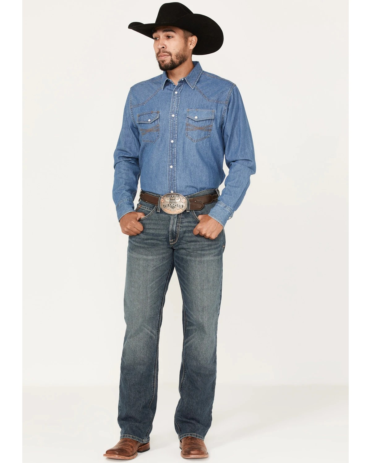 Ariat Men's M5 Louisville Seneca Medium Wash Stretch Straight Leg Jeans 1 Ariat Men's M5 Louisville Seneca Medium Wash Stretch Straight Leg Jeans