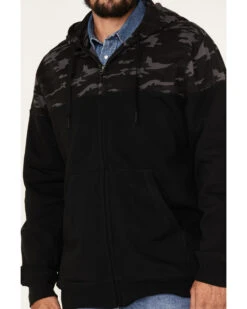 Moonshine Spirit Men's Midnight Camo Color-Blocked Zip-Front Hooded Pullover -Western Cowboy Equipment Store 2000374223 340 P3