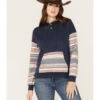 RANK 45 Women's Stripe Contrast Hooded Pullover