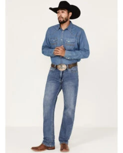 Hooey Men's Double Barrel Medium Wash Stackable Bootleg Jeans -Western Cowboy Equipment Store 2000375478 414 P3