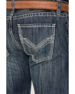Rock & Roll Denim Men's Dark Vintage Wash Bootcut Jeans -Western Cowboy Equipment Store 2000375483 416 P4