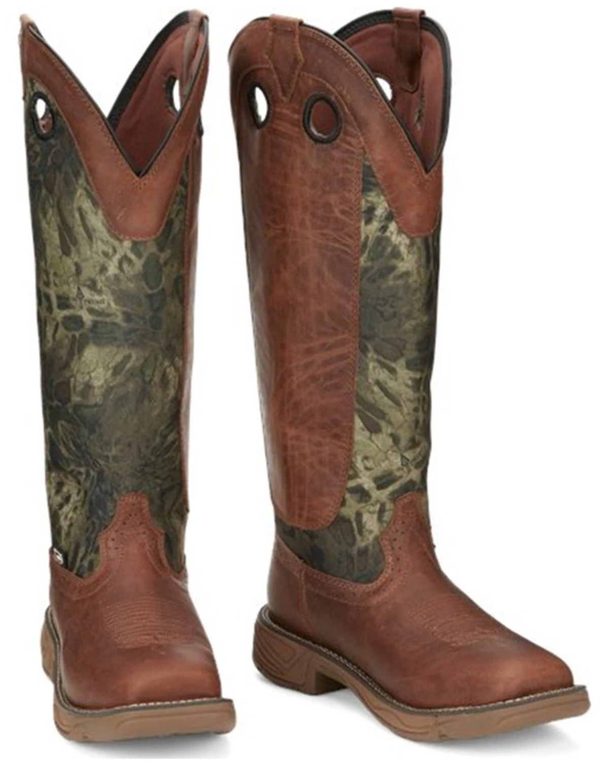 Justin Men's Rush Strike Camo Shaft Leather Pull On Snake Boots - Square Toe 1 Justin Men's Rush Strike Camo Shaft Leather Pull On Snake Boots - Square Toe