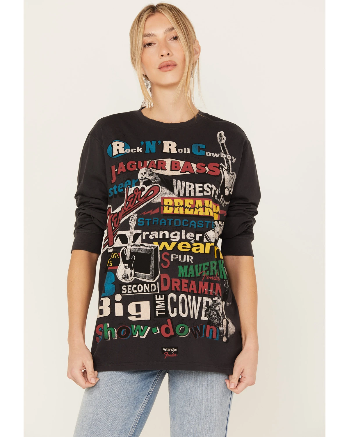 Wrangler X Fender Women's Collage Graphic Sweatshirt 2 Wrangler X Fender Women's Collage Graphic Sweatshirt - Image 2