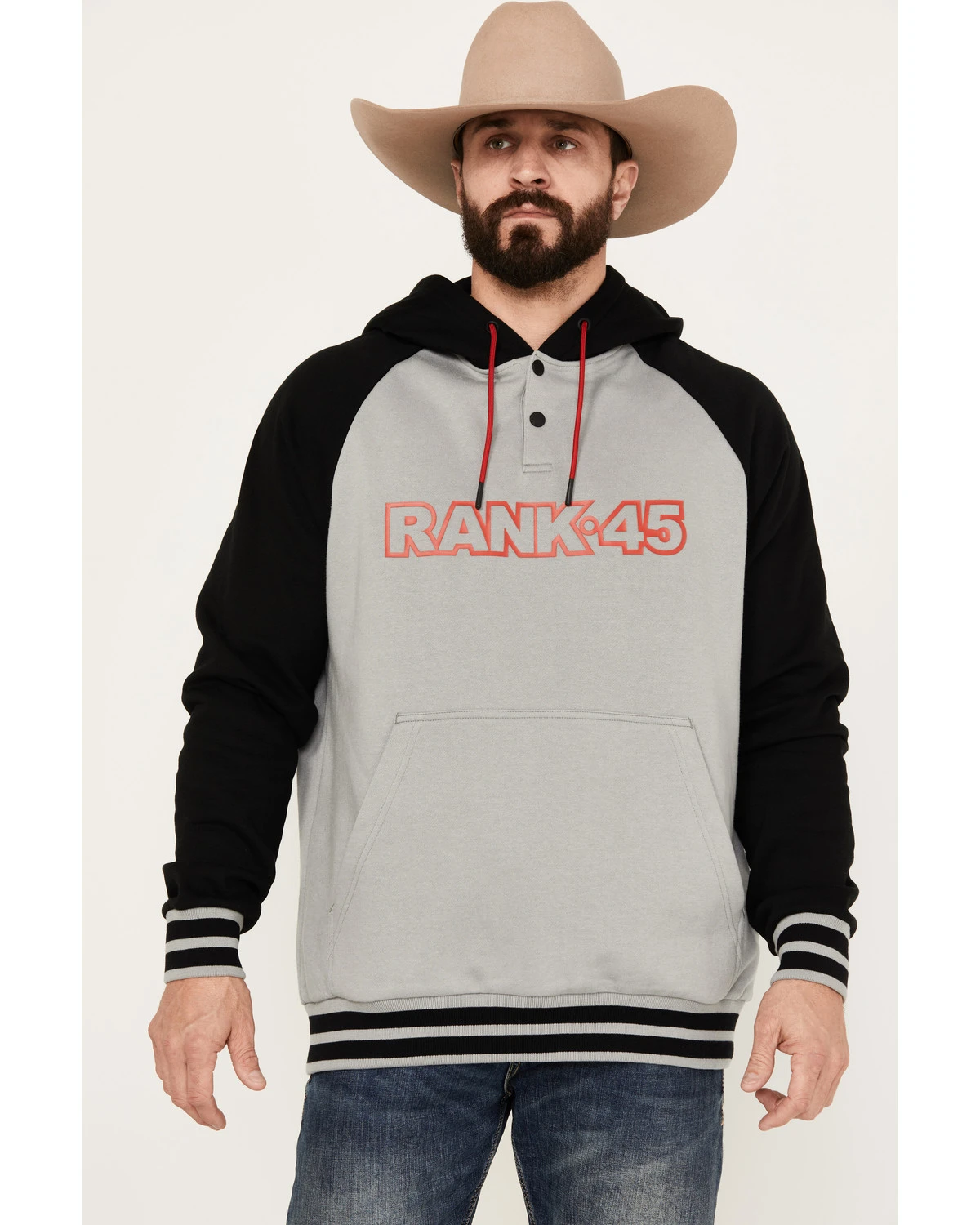 RANK 45 Men's Color Block Challenger Hooded Pullover 1 RANK 45 Men's Color Block Challenger Hooded Pullover