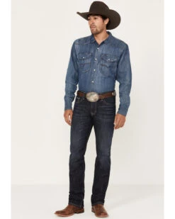 Rock & Roll Denim Men's Revolver Dark Vintage Wash Slim Straight Reflex Denim Jeans -Western Cowboy Equipment Store 2000386197 416 P3