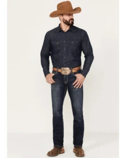 Rock & Roll Denim Men's Rifle Dark Vintage Wash Skinny Reflex Denim Jeans -Western Cowboy Equipment Store 2000386199 416 P3