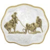 Montana Silversmiths Scalloped Team Ropers Western Belt Buckle