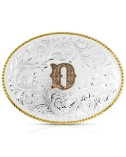 Montana Silversmiths Classic Western Oval Two-Tone Initial Belt Buckle - D