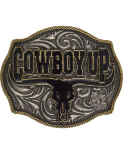 Montana Silversmiths "Cowboy Up" Longhorn Attitude Buckle